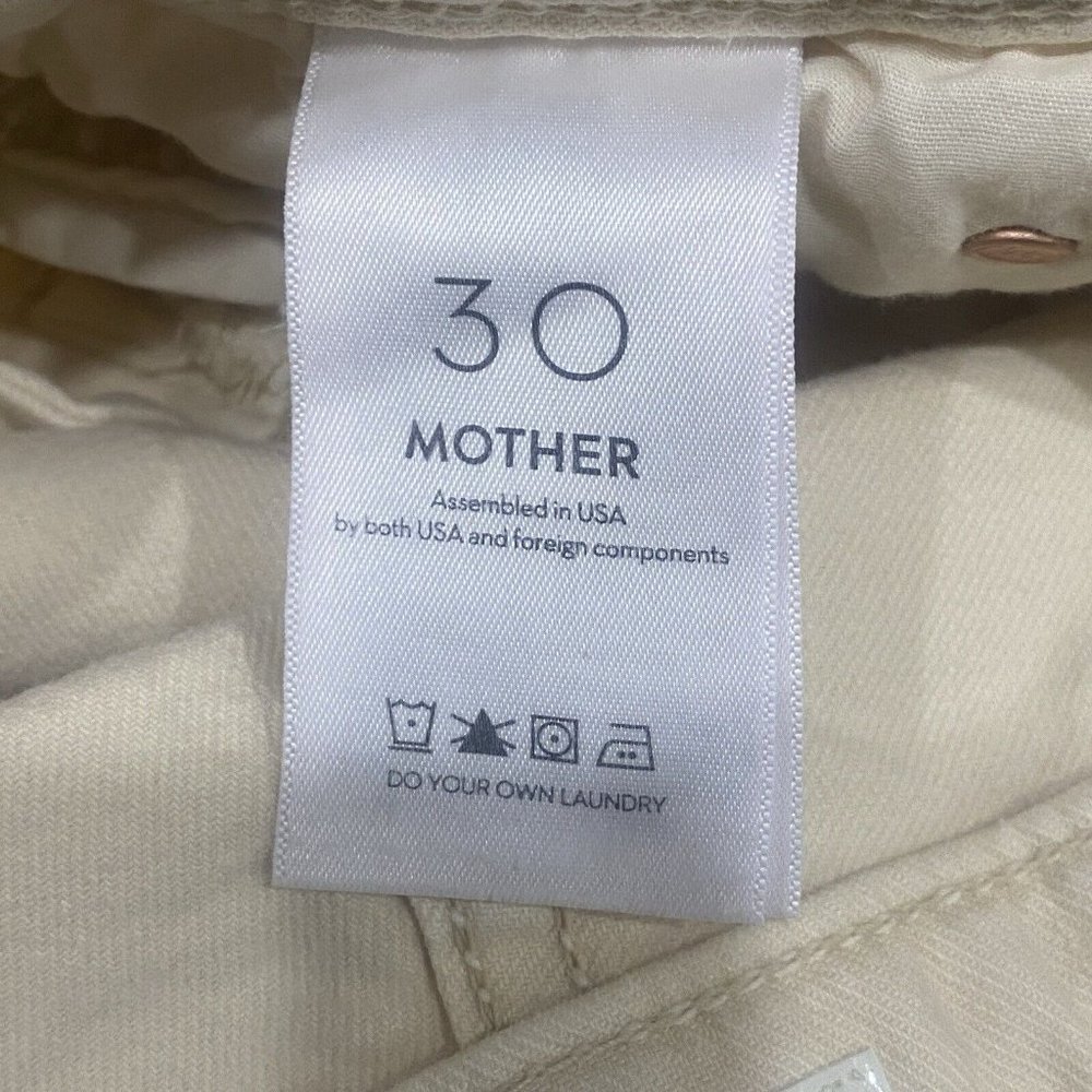 NWT Mother High Waisted Rascal Ankle Fray in Chalk It Up Ivory Stretch Jeans 30 - Picture 10 of 12